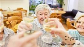  Presentation with retirement party - Audience pleasing PPT layouts consisting of seniors-toast-with-a-glass backdrop and a lemonade colored foreground