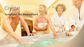  Presentation with look forward - Amazing presentation design having seniors undergo a cure and look forward to the whirlpool in the wellness spa backdrop and a blonde colored foreground