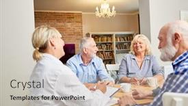  Presentation with group therapy - Beautiful theme featuring seniors-undergo-a-group-therapy backdrop and a soft green colored foreground