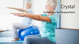  Presentation with exercise - Theme with seniors using exercise ball background and a sky blue colored foreground