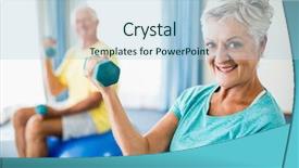  Presentation with exercise - Slide deck with seniors using exercise ball background and a light blue colored foreground