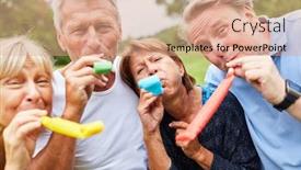  Presentation with celebrate - Slide deck featuring seniors-with-a-squirrels-celebrate background and a coral colored foreground