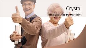  Presentation with seniors - PPT theme featuring seniors with books holding their background and a lemonade colored foreground