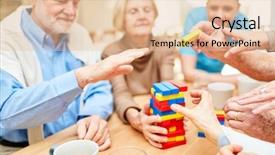  Presentation with building blocks - Presentation design consisting of seniors with dementia build together background and a lemonade colored foreground