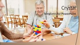  Presentation with building blocks - Beautiful PPT theme featuring seniors with dementia stack together backdrop and a lemonade colored foreground