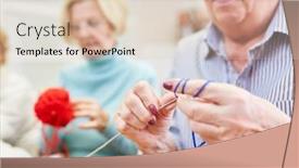  Presentation with handicraft - Audience pleasing PPT theme consisting of seniors-with-knitting-while-crocheting backdrop and a lemonade colored foreground