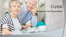  Presentation with accounting - Slide set enhanced with seniors working on their accounting background and a lemonade colored foreground