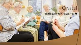  Presentation with group therapy - Audience pleasing theme consisting of seniors-writing-or-drawing backdrop and a lemonade colored foreground