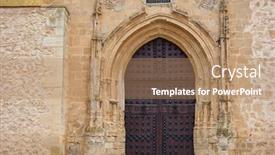  Presentation with villa - Presentation theme featuring senora-de-asuncion-church background and a coral colored foreground