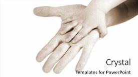  Presentation with father - Colorful theme enhanced with 5 sens - father and child's hands isolated backdrop and a white colored foreground