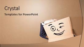  Presentation with box carton - Beautiful presentation theme featuring sensation - handsome man standing and gesturing backdrop and a lemonade colored foreground