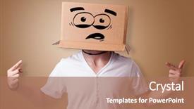 Presentation with cardboard - Theme enhanced with sensation - man with cardboard box head background and a coral colored foreground