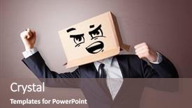  Presentation with man head in hands - PPT theme featuring sensation - man with cardboard box head background and a gray colored foreground