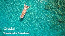  Presentation with mattress - Slide set having sensation - woman on air mattress background and a teal colored foreground