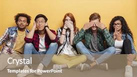  Presentation with eye popping funny cake pops - PPT layouts featuring sense - multiethnic group of funny young background and a coral colored foreground