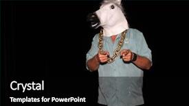  Presentation with horse head - Cool new slide deck with sense - unidentifiable man wears a white backdrop and a black colored foreground