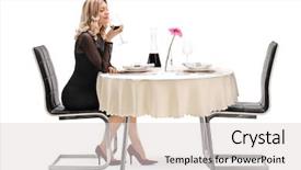  Presentation with white wine and red - Presentation theme enhanced with sense taste - blond woman sitting background and a light gray colored foreground