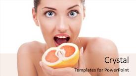  Presentation with taste - Presentation theme featuring sense taste - juicy fruit a close-up background and a coral colored foreground