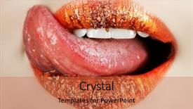  Presentation with lips - PPT theme consisting of sense taste - macro of bright orange make-up background and a red colored foreground