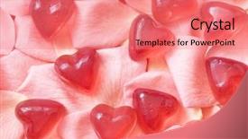  Presentation with taste - PPT layouts consisting of sense taste - red rubber hearts on petals background and a coral colored foreground