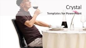  Presentation with restaurant - PPT theme consisting of sense taste - senior seated at a restaurant background and a white colored foreground