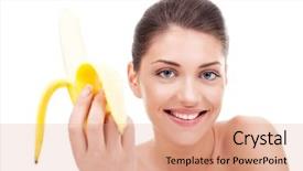  Presentation with starving - Slide deck enhanced with sense taste - starving sexy woman holding background and a  colored foreground