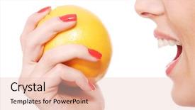  Presentation with taste - Presentation with sense taste - young woman about to eat background and a  colored foreground