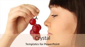  Presentation with taste - PPT theme featuring sense taste - young woman with fruit background and a  colored foreground