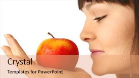  Presentation with taste - Slides consisting of sense taste - young woman with fruit background and a  colored foreground