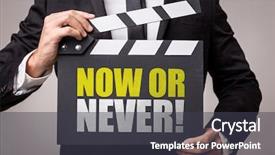  Presentation with now - Slide deck having sense urgency - now or never background and a dark gray colored foreground