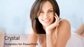  Presentation with colored parachute woman - PPT layouts consisting of sensitivity - beautiful young woman portrait background and a coral colored foreground