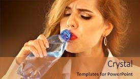  Presentation with cold water - PPT layouts featuring sensitivity - sensitive teeth woman drinking cold background and a gold colored foreground