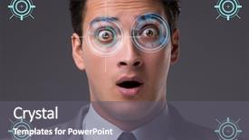  Presentation with human eye - Slides featuring sensor implanted into human eye background and a  colored foreground