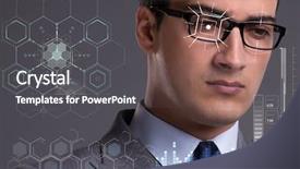  Presentation with sensor - Audience pleasing presentation theme consisting of sensor implanted into human eye backdrop and a dark gray colored foreground