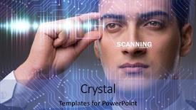  Presentation with sensor - PPT theme featuring sensor implanted into human eye background and a ocean colored foreground