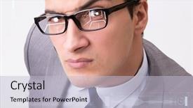  Presentation with robot eye - Amazing PPT theme having sensor implanted into human eye backdrop and a light blue colored foreground