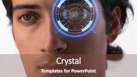  Presentation with sensor - Slides consisting of sensor implanted into human eye background and a tawny brown colored foreground