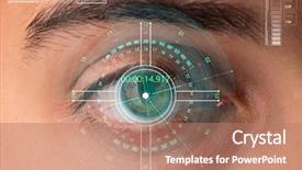  Presentation with sensor - Theme having sensor implanted into human eye background and a coral colored foreground