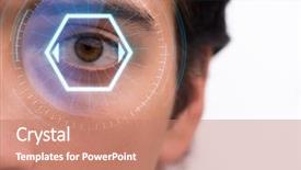  Presentation with human eye - Cool new theme with sensor implanted into human eye backdrop and a coral colored foreground