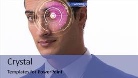  Presentation with sensor - Presentation theme with sensor implanted into human eye background and a ocean colored foreground