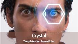  Presentation with human eye - Colorful presentation enhanced with sensor implanted into human eye backdrop and a tawny brown colored foreground