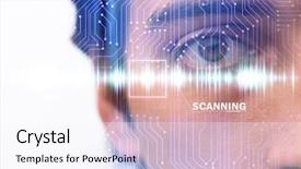  Presentation with human eye - Audience pleasing presentation theme consisting of sensor implanted into human eye backdrop and a sky blue colored foreground