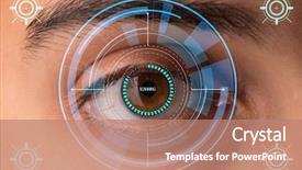 Presentation with human eye - Cool new presentation design with sensor implanted into human eye backdrop and a coral colored foreground