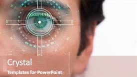  Presentation with human eye - Presentation theme consisting of sensor implanted into human eye background and a coral colored foreground