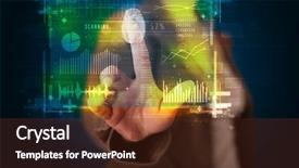  Presentation with finger - Theme having sensor network - businesswoman pressing modern technology panel background and a tawny brown colored foreground