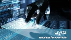  Presentation with virtual - Theme with sensor network - close up of human hands background and a teal colored foreground