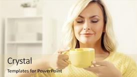  Presentation with pen laptop coffee cup clips - Theme having sensory room - attractive happy girl background and a  colored foreground