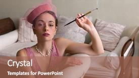  Presentation with 1920s - Amazing PPT layouts having sensual 1920s woman in pink backdrop and a coral colored foreground