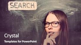  Presentation with search engine - Colorful slides enhanced with sensual student woman is standing with chalk board with search engine behind her backdrop and a tawny brown colored foreground