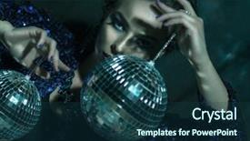  Presentation with disco ball - Cool new theme with sensual woman holding disco ball backdrop and a ocean colored foreground